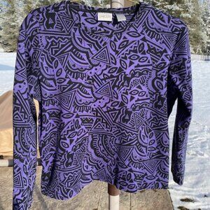 Chico's Purple and Black Long Sleeve T-Shirt